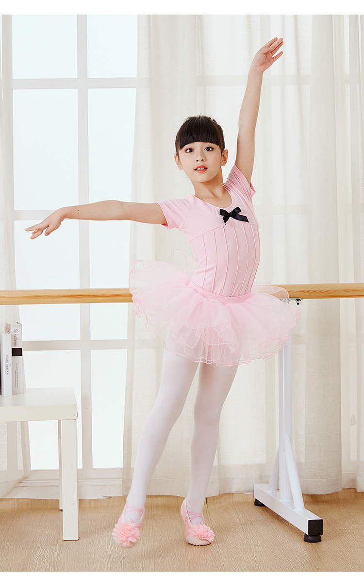 儿童舞蹈服芭蕾舞蹈裙六一演出服女童春夏季短袖练功服分体蓬蓬裙