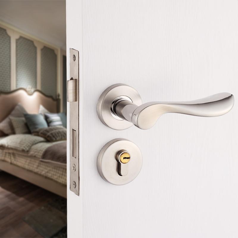 不锈钢静音欧式分体锁执手木门机械室内门锁把手卧室房门锁具套装