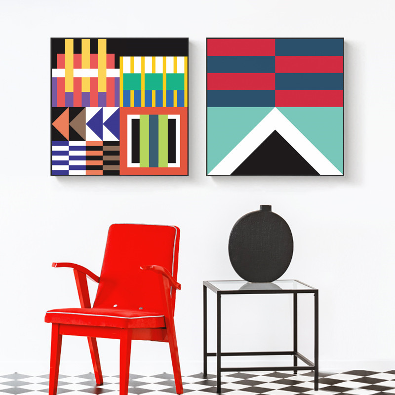 北欧极简现代简约抽象艺术色彩几何图形色块装饰画装饰画芯