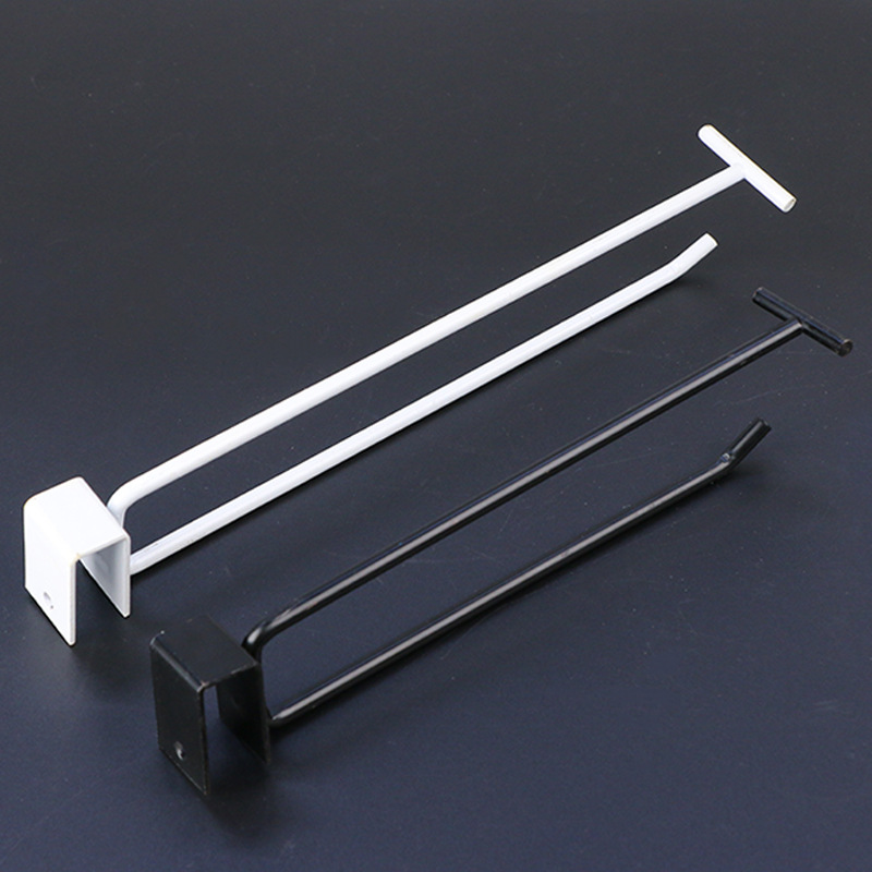烤漆卡方管双线挂钩黑白色超市零食货架15管横梁双线标牌五金挂钩