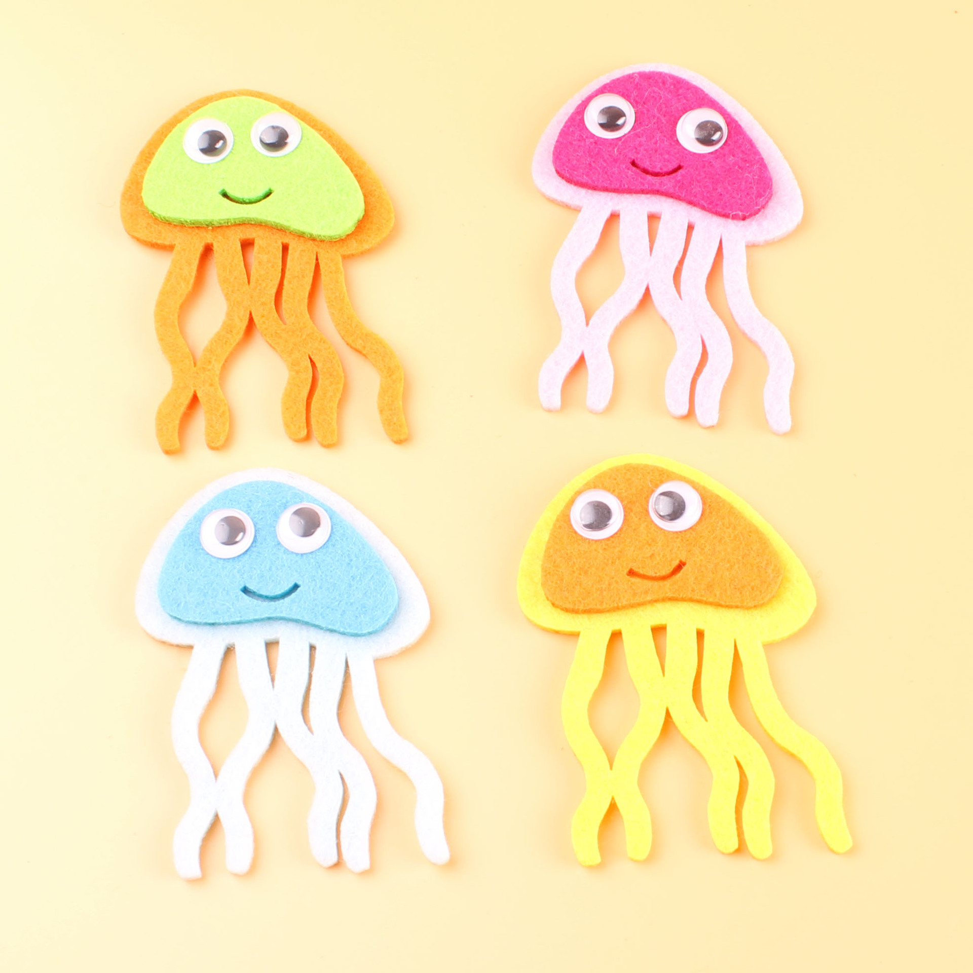 创意儿童手工diy制作无纺布装饰粘贴材料动物花朵图案不织布贴片