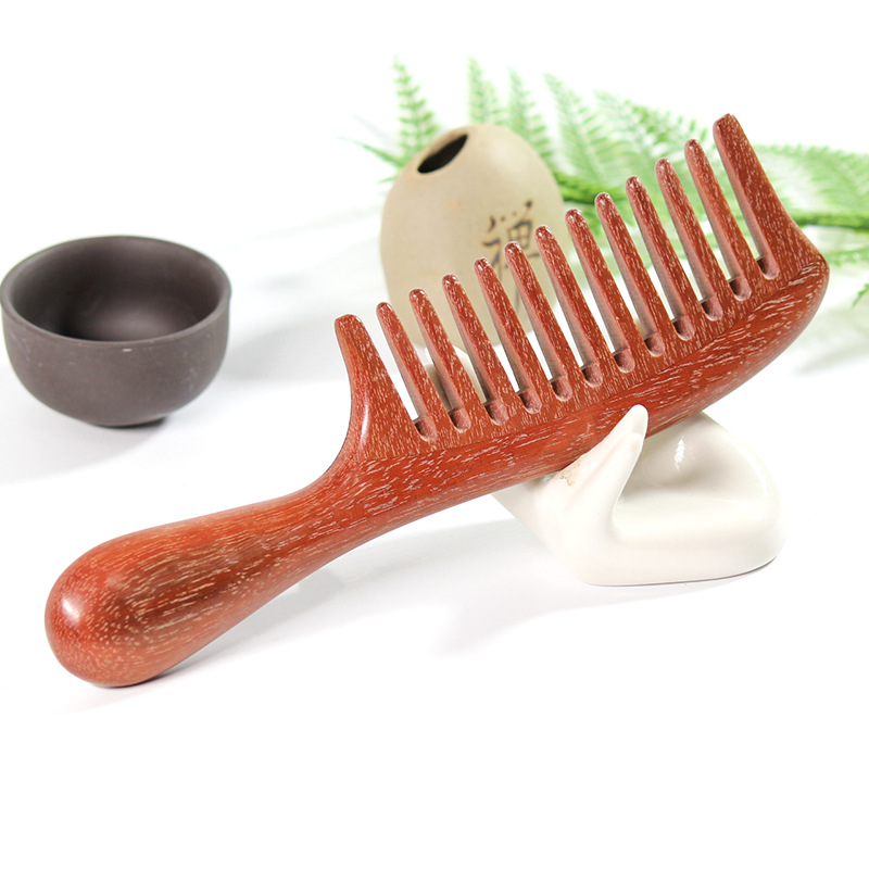 厂家直销批发红檀木梳檀木梳按摩宽齿木梳个性刻字定制美发梳子