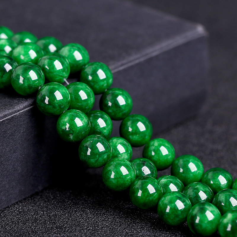 7a级翡翠干青玉髓圆珠半成品 铁龙生干青散珠 diy饰品配件批发
