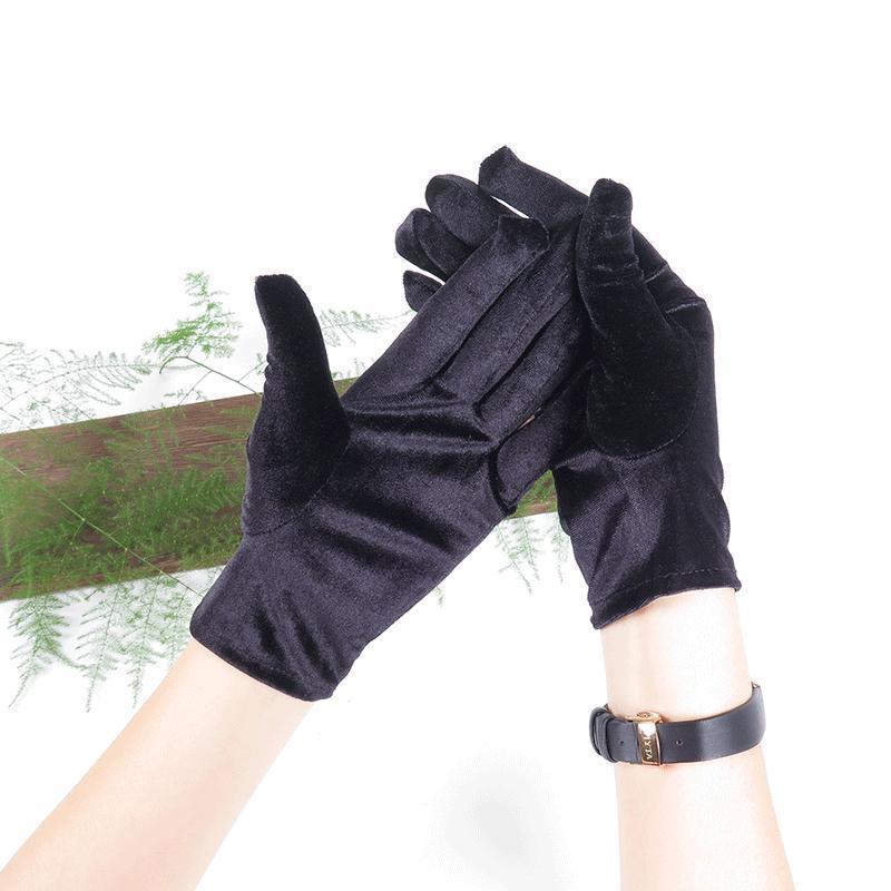 绒质手套女全包指春季防风开车高弹力秋冬季户外防寒保暖优雅骑车