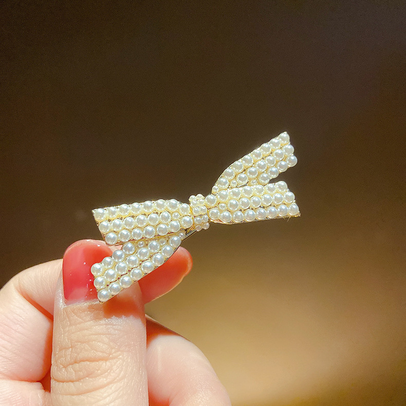 Zhao Liying Same Style Pearl Bow Hairpin Headdress Girl Internet Celebrity Side Clip Bang Clip Clip Head Ornaments