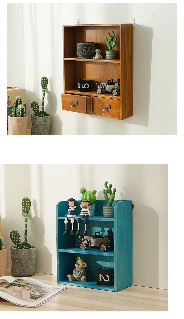 zakka木质抽屉式桌面杂物小物件收纳盒收纳柜木制实木茶具收纳