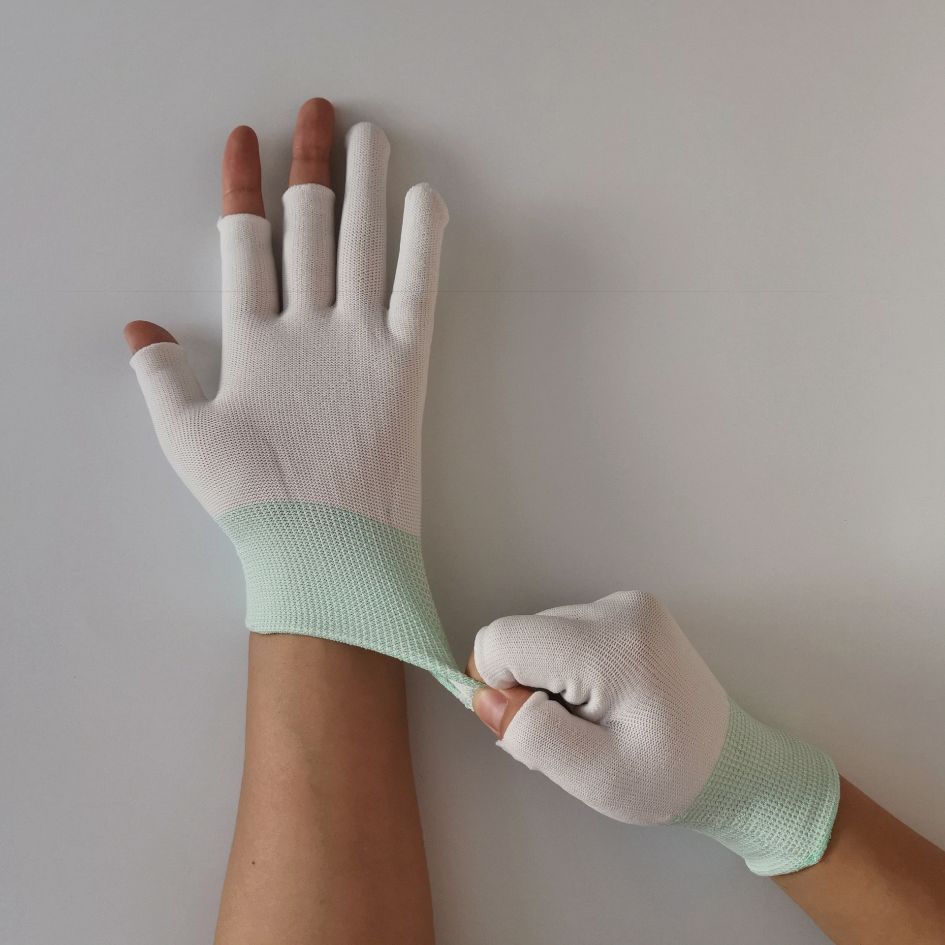 露三指手套漏指头弹力透气采摘尼龙工作男女半指触屏断指户外运动