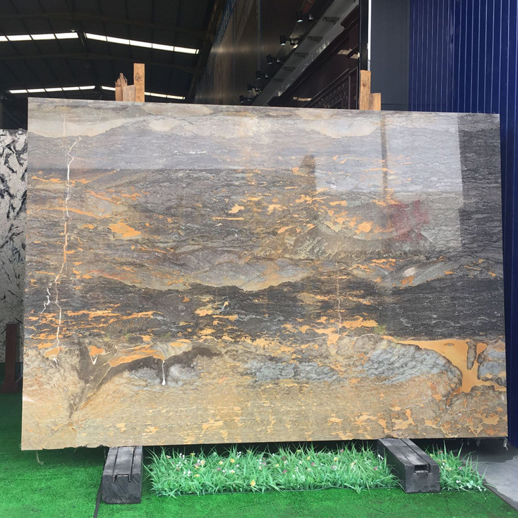 巴西奢石毕加索潘多拉雪山飞狐透光大理石材背景墙玄关画台面茶几