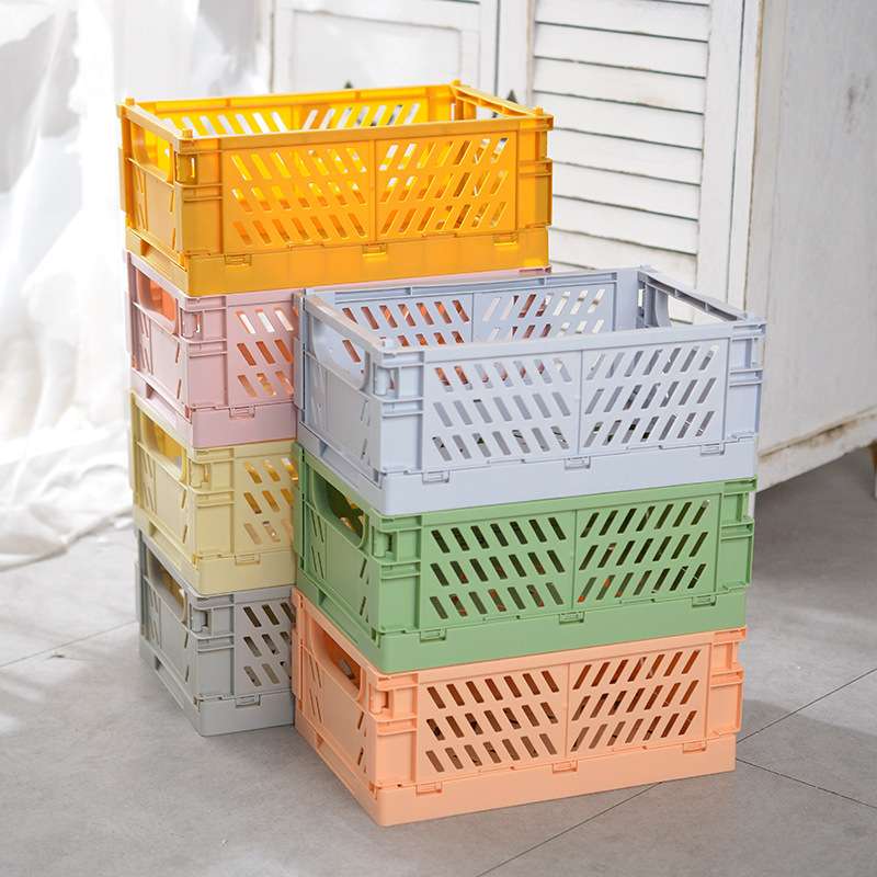 桌面置物收纳篮可折叠储物筐塑料厨房杂物收纳框家居日用品批发