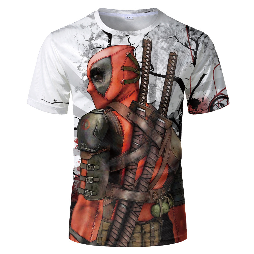 速买通夏季新品卡通短袖 死侍deadpool套头男式t恤时尚休闲男装