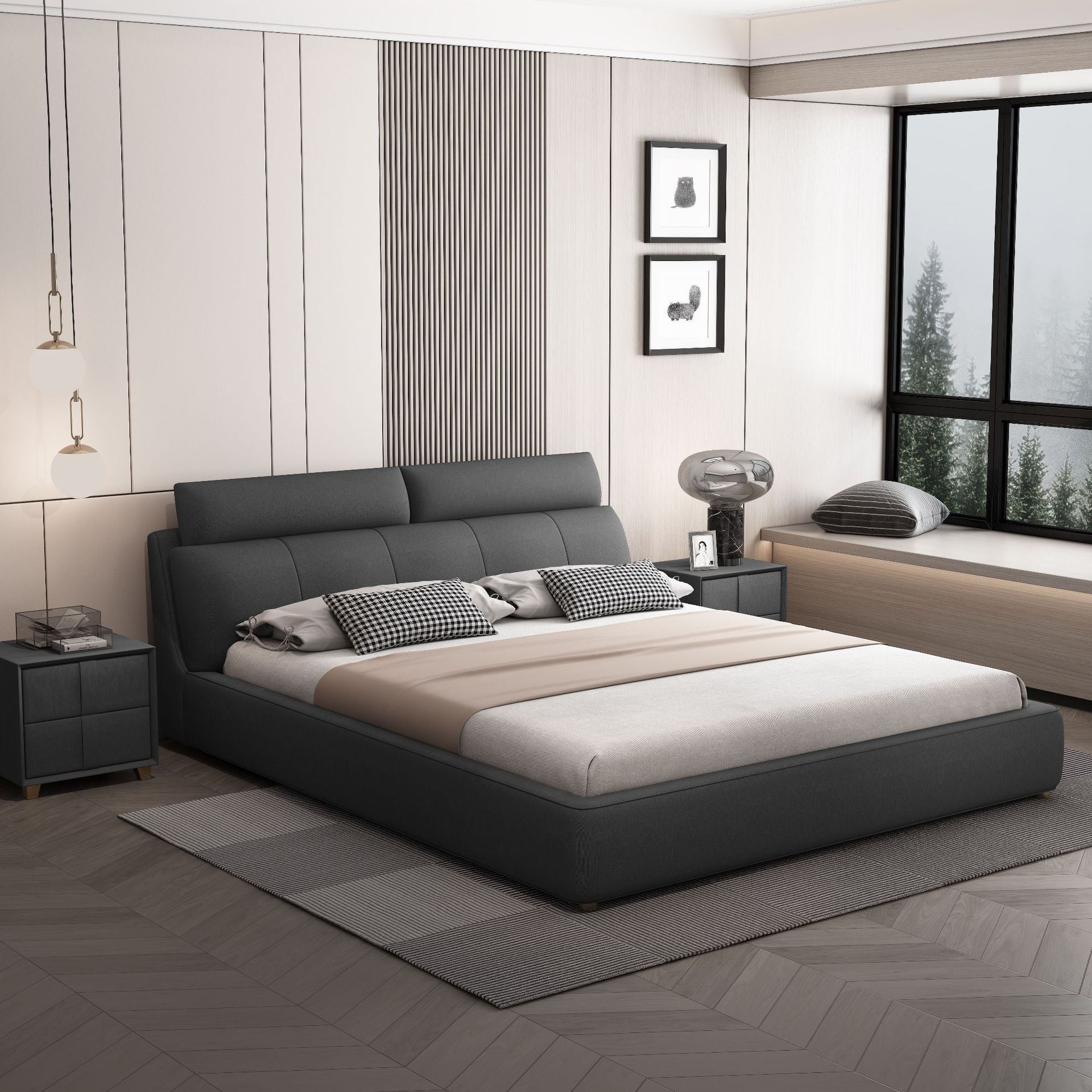 8米布艺床现代简约免洗科技布软包床双人主卧储物婚床