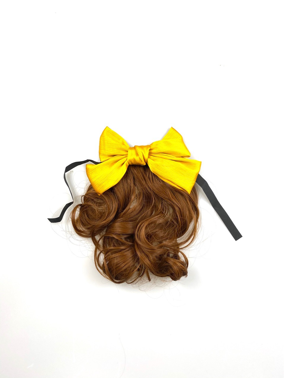 假发接发女蝴蝶结发夹绑带式长发水波纹假发马尾自然接发高温丝