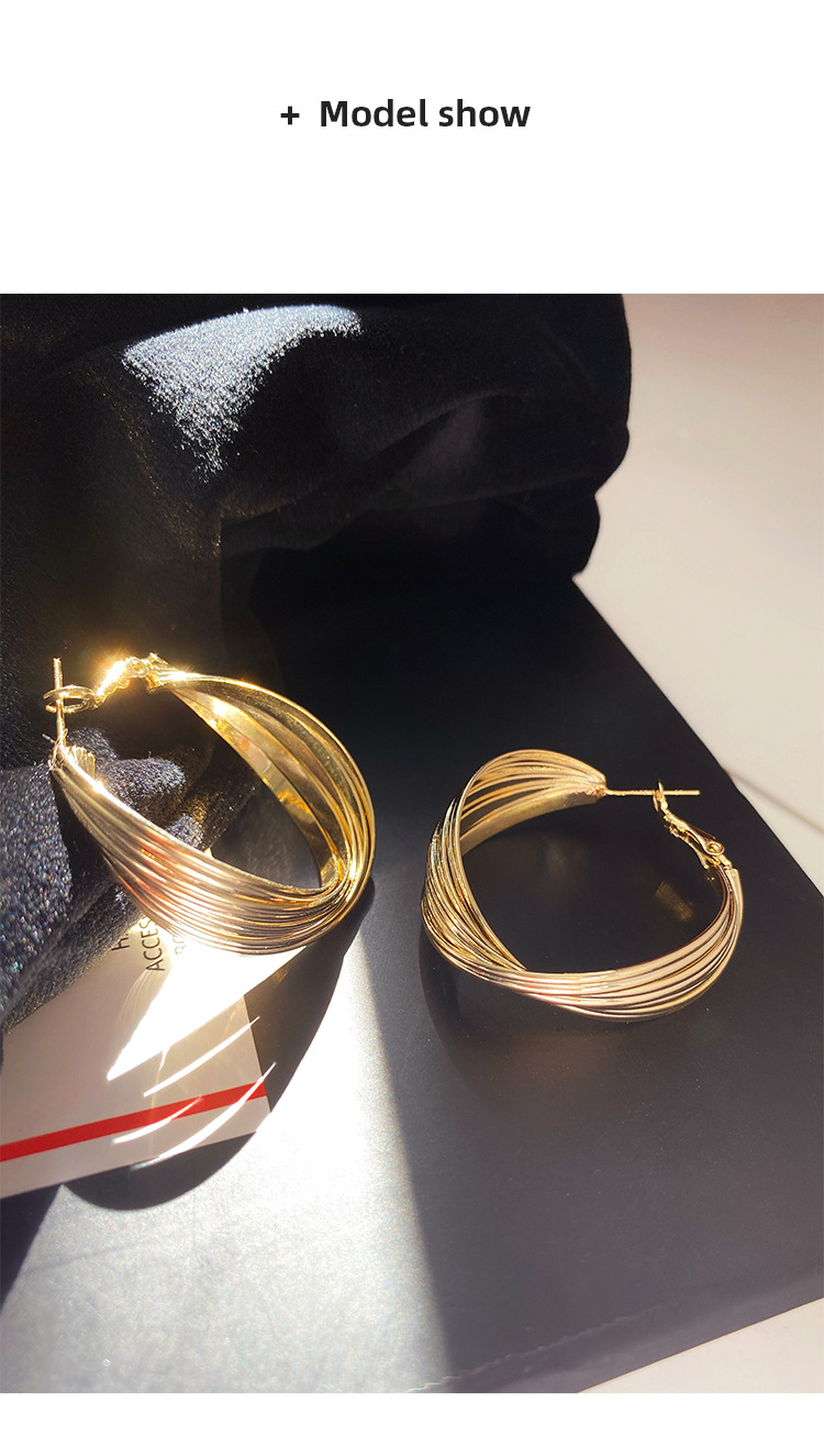 耳环女2020年新款潮莫比乌斯环金属多层耳圈银针韩国气质网红耳饰