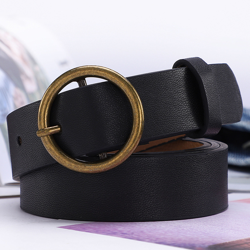 Round Buckle Student Belt Women‘s Korean-Style Fashion Decoration Simple All-Match Korean Thin Belt with Jeans Pin Buckle Pant Belt