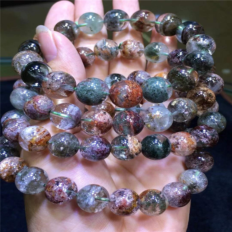 天然四季幽灵手链,幽灵手串 成色清晰晶体盆景纹理润透