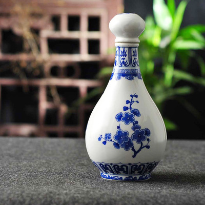 景德镇陶瓷酒瓶1一斤装青花创意仿古空瓶子密封酒壶黄白酒瓶