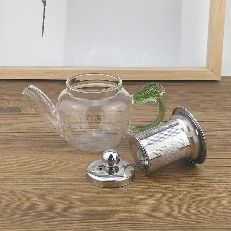 Factory Direct Sales Extra Thick Glass Teapot Heat-Resistant Flowering Tea Pot Small Teapot with Filter Liner Tea Set 200ml