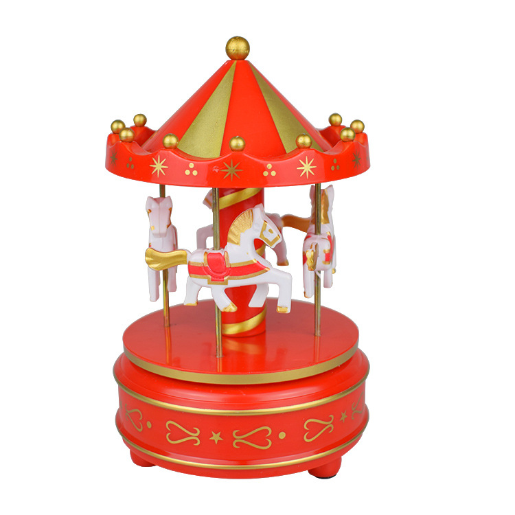 New Carousel Music Box Cake Ornaments Birthday Gift Children's New Toy Trojan Decoration