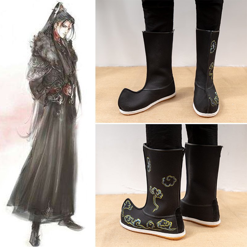 皂靴汉服长靴鞋男搭配汉服鞋古装汉服黑色鞋布棉布汉鞋古风鞋