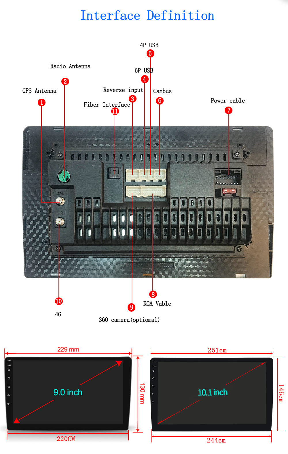 跨境鼎微ts10套框主机dsp4g360全景记录仪蓝牙5.0安卓导航一体机