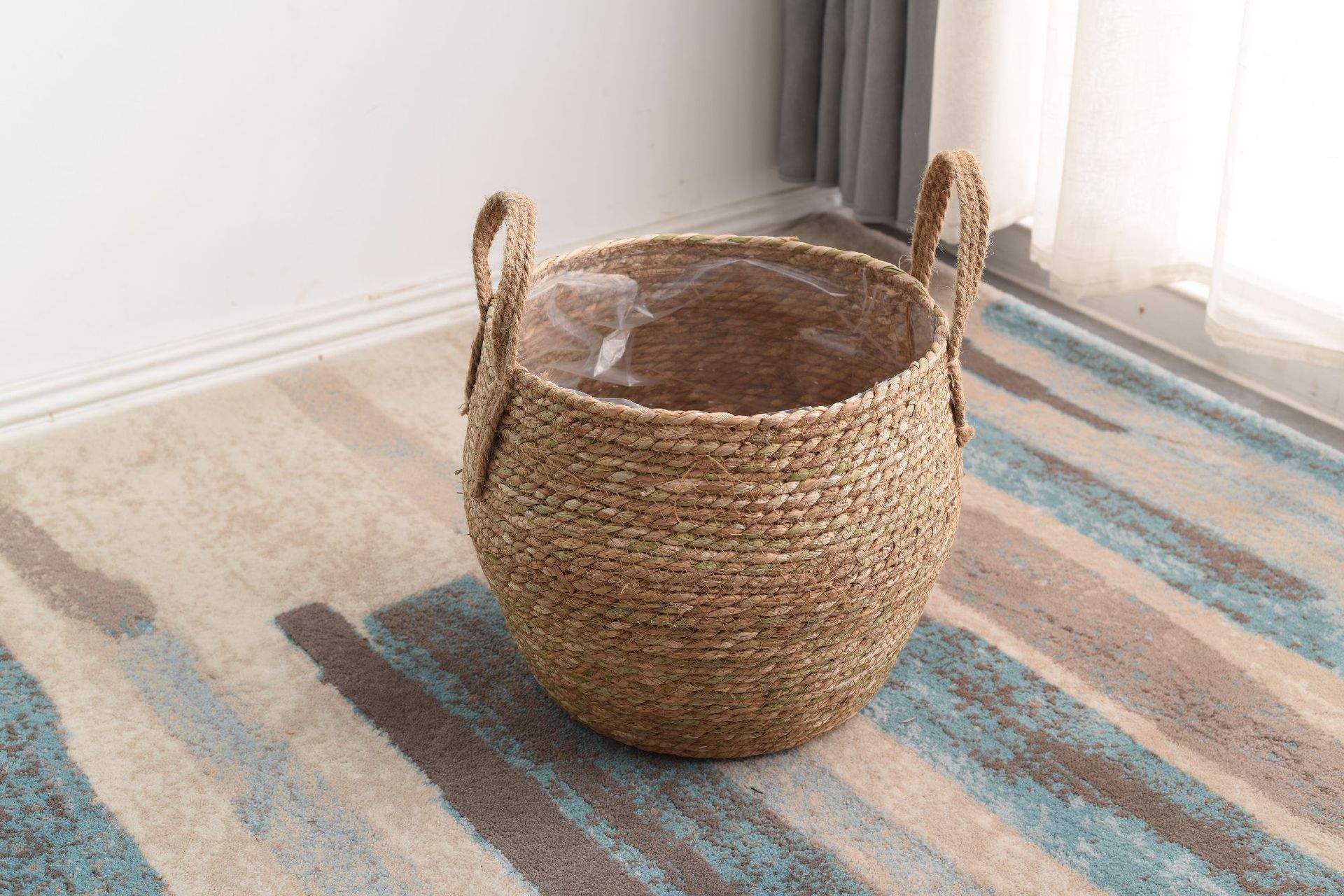 厂家草编花盆北欧海草编织花盆干花篮手工编织篮收纳篮子干蒲草