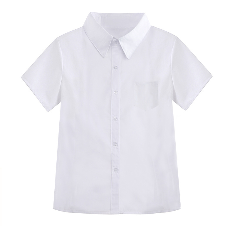 Summer Thin Men's and Women's Slim White Shirt Long Short Sleeve Work Uniforms Student School Uniform Business Attire Solid Color Shirt Large Size