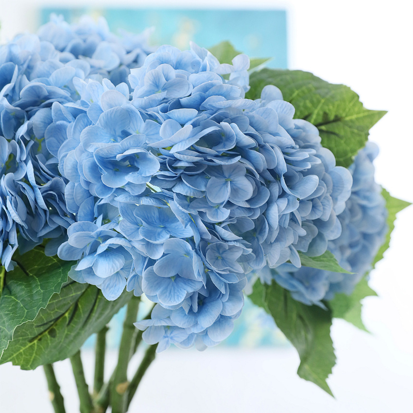 Artificial Flower 3D Moist Feeling Big Hydrangea Hotel Decorative Floral Wedding Decoration Fake Flower Wholesale Film Hydrangea