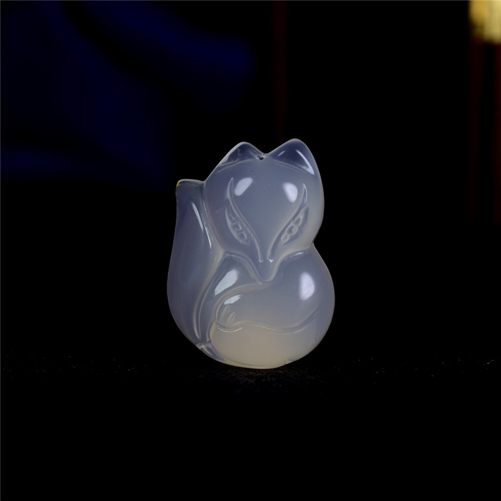 白玉髓狐狸吊坠批发玉石项坠项饰玛瑙狐狸玉狐情侣款玉髓玉狐狸