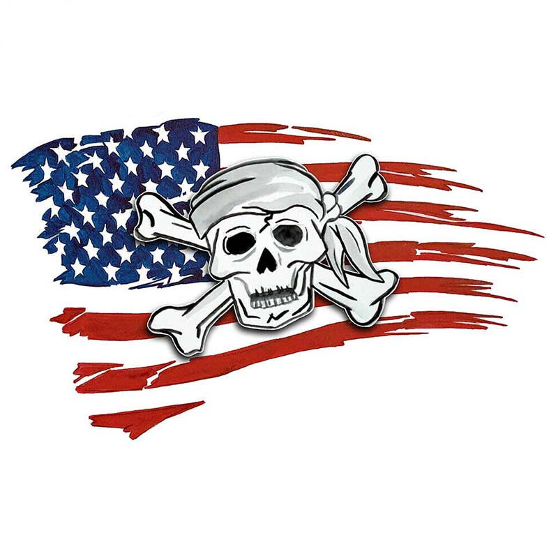 aliauto 美国国旗和海盗骷髅骷髅乙烯基车贴乙烯基防水贴 13x8cm