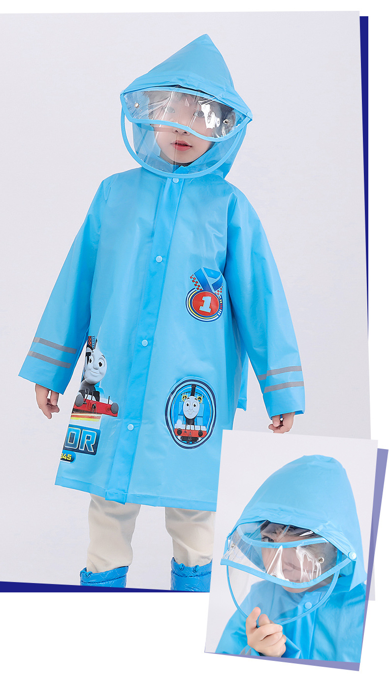 托马斯儿童雨衣男童小孩子幼儿园小学生雨披带书包位宝宝雨具