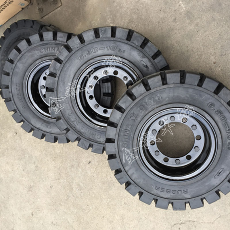 平板拖车实心轮胎650-10 3-3.5吨叉车5吨工具车实心轮胎工厂直销