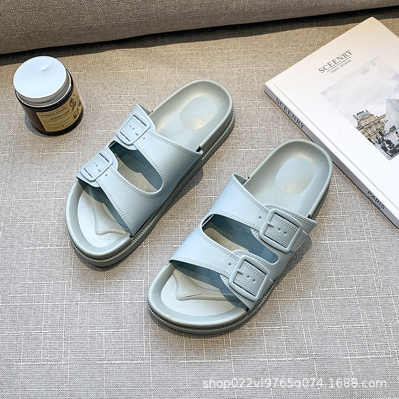 Cute Girl's Heart Slippers Women's Summer Korean Style One-Word Sandals Outdoor Wear Interior Home New Soft Bottom Sandals