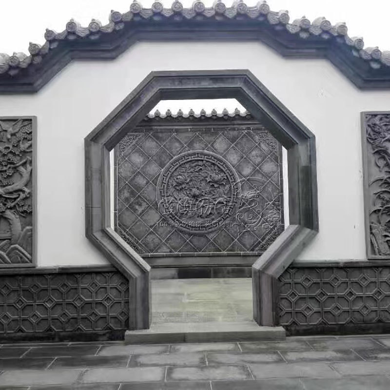 定制青砖砖雕 月亮门包边 边框 门套线 拱门走边 弧形 回纹线