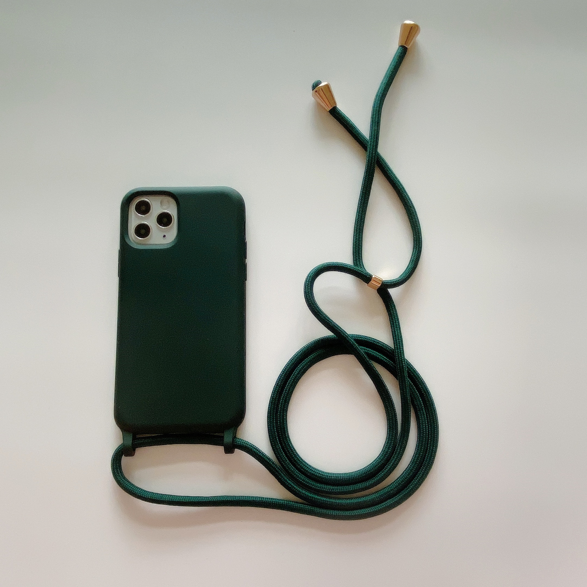 挂绳硅胶手机壳适用iphone12promax糖果色一体绳子12保护套肤感壳