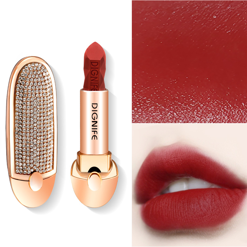 网络直播钻石口红雾面哑光星空宝石璀璨镜面口红牛血色礼盒装送礼