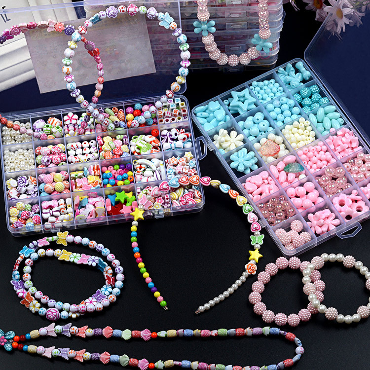 24 grid acrylic beaded children‘s beaded toys diy handmade girl bead-stringing toy wear necklace bracelet puzzle