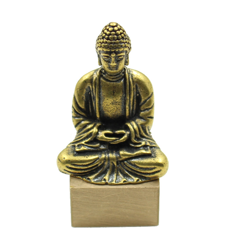 纯铜佛像印章小号家居释迦摩尼汽车黄铜印章摆件跑江湖小饰品批发