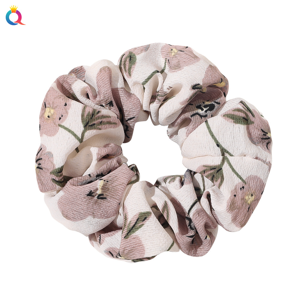 奇阅跨境新款欧美纯色大肠圈布艺净色大肠发圈蚕丝锻马尾头花