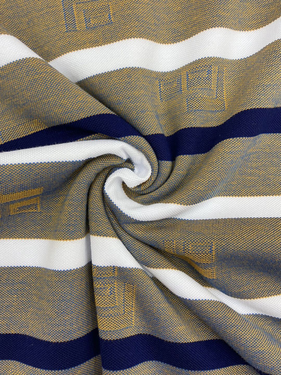 厂家polo面料针织汗布涤棉色织间条珠地棉针织提花面料男装t恤衫