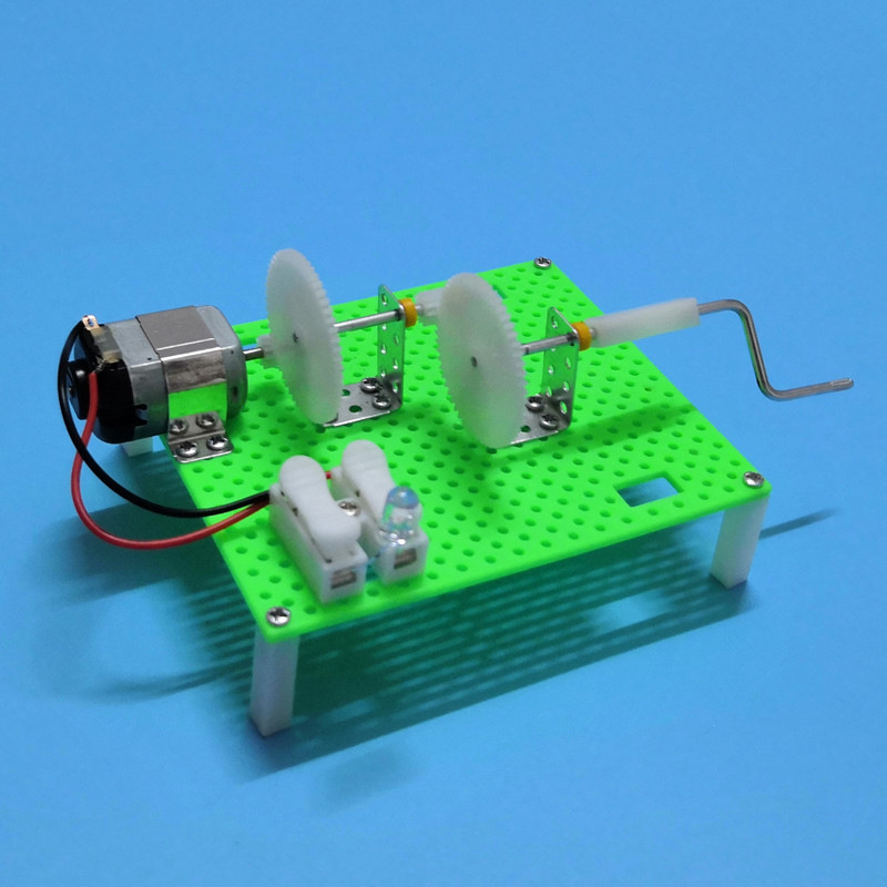 diy自制手摇发电机二级加速产电装置儿童物理科技小制作电学实验