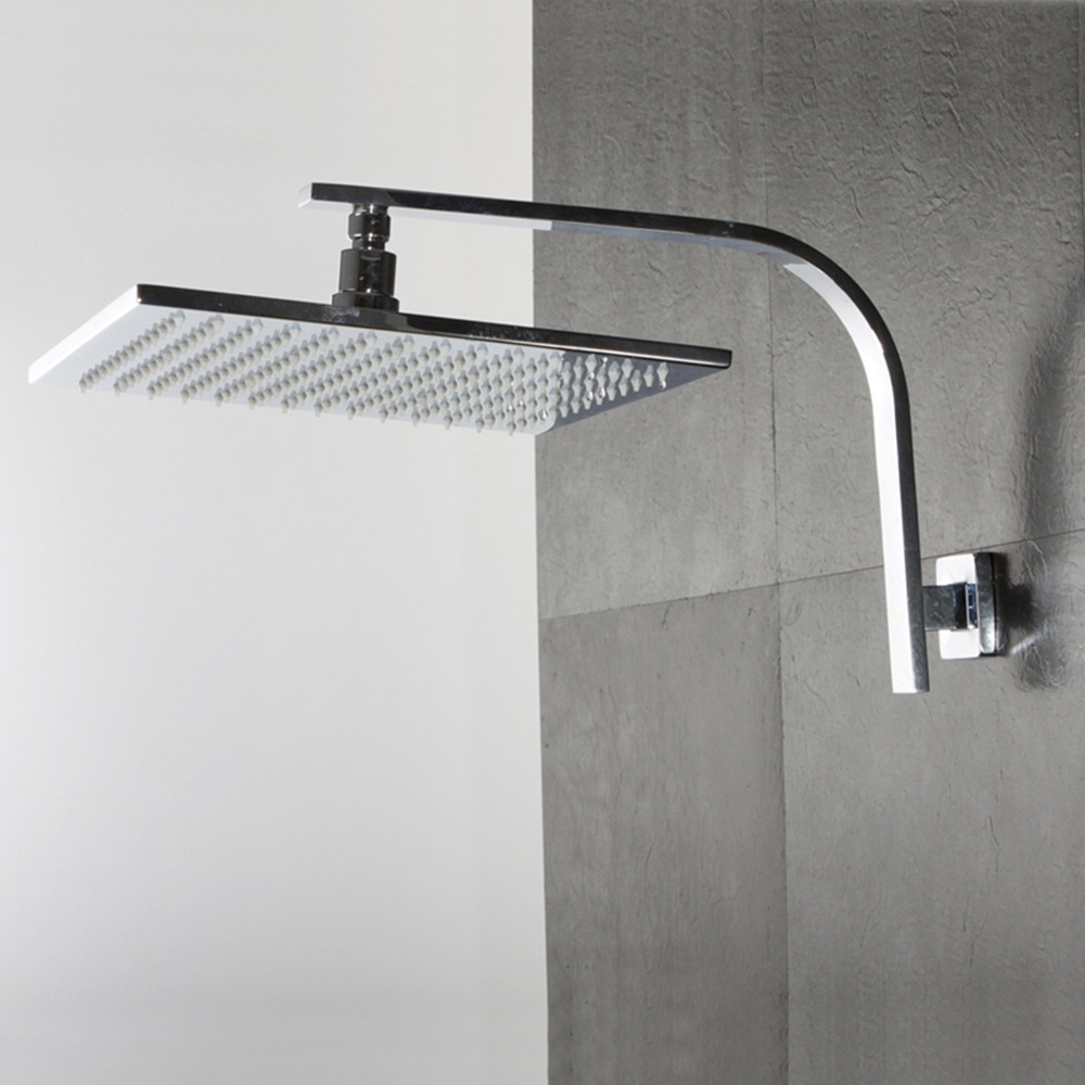 led12寸发光方黄铜顶喷 家用挂墙入墙式七字管花洒套装硅胶喷孔