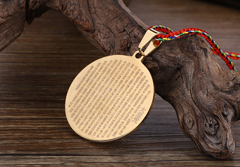 藏式梵文楞严咒吊坠佛牌挂坠牌子圆形佛经项链经文男女饰品保平安