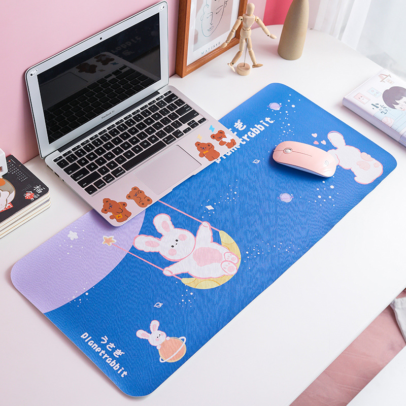 Cartoon Cute Computer Desk Pad Pu Waterproof Student Desk Mat Large Keyboard and Mouse Pad Office Table Mat Placemat