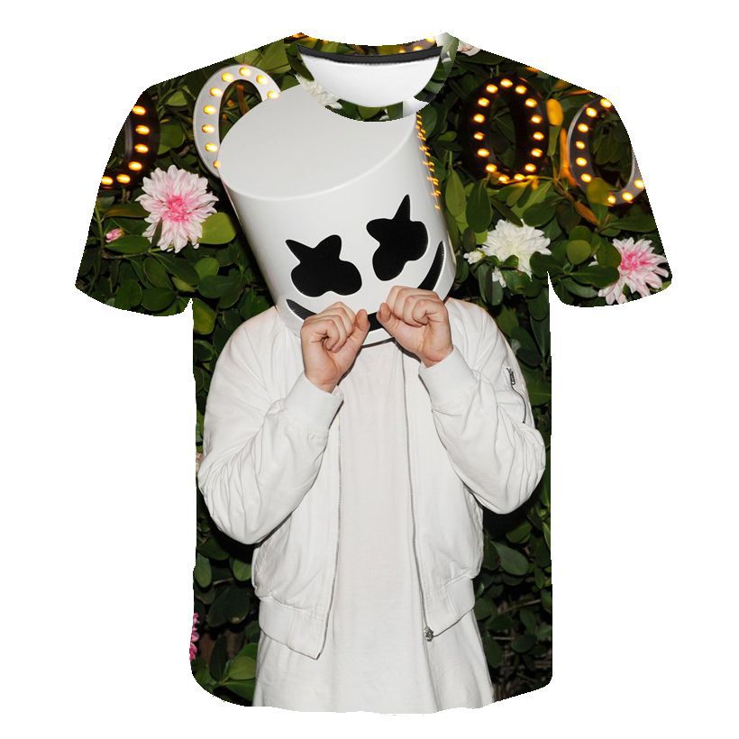 2020夏季新款 dj marshmello 棉花糖乐队周边 个性潮流3d印花t恤