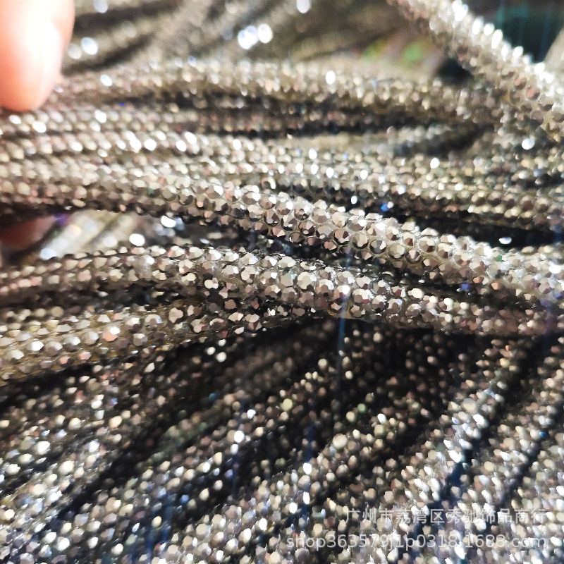 Hose Rubber Hole round Tube Rhinestone Strip Full Diamond Rope Bowknot Crystal Rope Clothing Ornament Belt Bracelet DIY Decoration