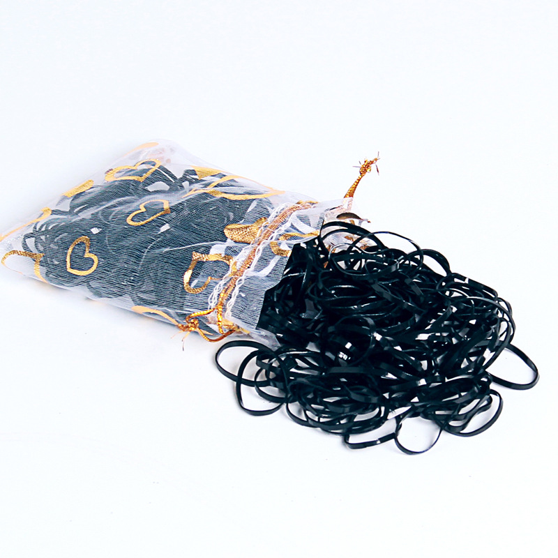 2020 Children's Disposable Small Rubber Band Does Not Hurt Hair Girls' Hair Band Small Sachet Elastic Black Rubber Band Hair Rope