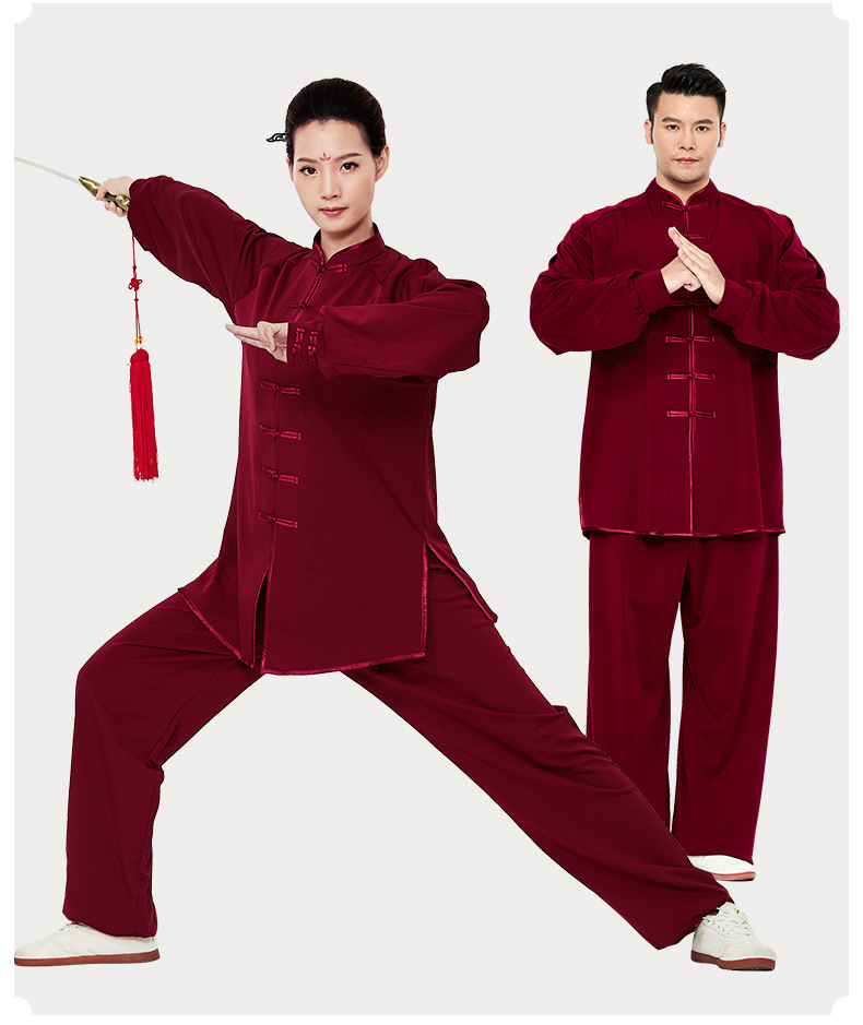 秋冬季太极服男士新款加厚牛奶丝加绒武术表演服装太极拳练功服女
