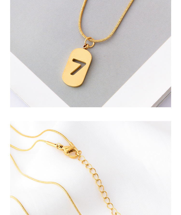 抖音网红爆款幸运7字项链钛钢圆蛇骨链条椭圆数字吊坠锁骨链饰品