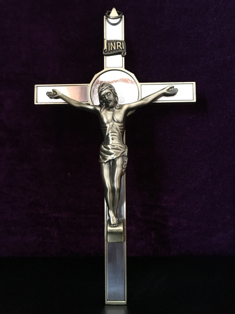 外贸古铜圣本笃驱魔耶稣十字架苦像挂件天主教圣物基督教礼品大号