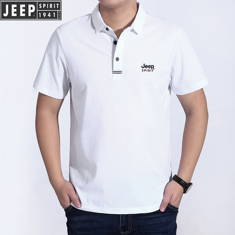 jeep spirit翻领polo衫短袖t恤夏季新款休闲大码半袖体恤衫男3010